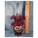 FENTON CRANBERRY GLASS BILL FENTON LEGACY BASKET