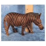HAND-CARVED WOODEN AFRICAN ZEBRA FIGURINE