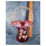 FENTON CRANBERRY OPALESCENT DON FENTON BASKET
