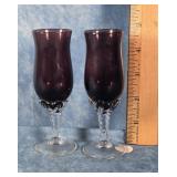2 EMPOLI VERDE ITALIAN AMETHYST SHOT GLASSES