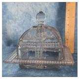 EAPG KLONDIKE CLEAR GLASS COVERED BUTTER DISH