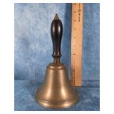 VTG. BRASS SCHOOL HAND BELL TURNED HANDLE