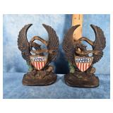 CAST IRON HUBLEY AMERICAN EAGLE & SHEILD BOOKENDS