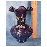 FENTON HISTORICAL PURPLE ART GLASS VASE SIGNED