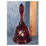 FENTON RUBY RED CHRISTMAS HOLLY ART GLASS BELL