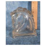 FEDERAL CLEAR PRESSED GLASS HORSE HEAD BOOKEND