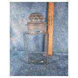 ANTIQUE CLEAR GLASS APOTHECARY JAR WITH LID