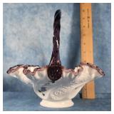 FENTON MILK GLASS 1993 BILL FENTON SIGNED BASKET