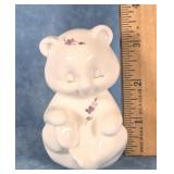 FENTON MILK GLASS LILAC BEAR FIGURINE SIGNED