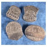 4 VINTAGE ILLINOIS CHAUFFEUR BADGES 1940'S & 50'S