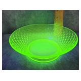 IMPERIAL URANIUM GLASS DIAMOND QUILTED BOWL 7'