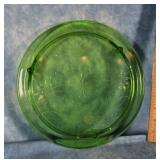 JEANETTE GREEN  GLASS FOOTED CAKE PLATE