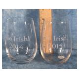 2014 & 2015 'GO IRISH' STEMLESS WINE GLASSES