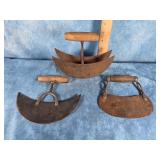 ANTIQUE PRIMITIVE FOOD CHOPPERS - CRESCENT BLADES