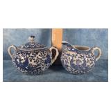 JAPANESE PORCELAIN PHOENIX SUGAR BOWL & CREAMER