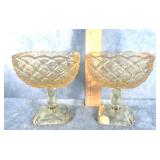 L.E. SMITH TRELLIS LATTICE YELLOW GLASS DISHES