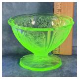 URANIUM GLASS SHERBET DISH JEANETTE GLASS CO.