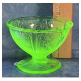 URANIUM GLASS SHERBET DISH JEANETTE GLASS CO.