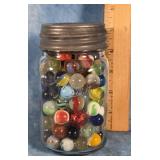 BALL JAR OF GLASS MARBLES