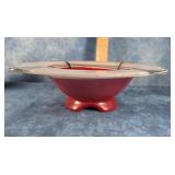 1930'S INDIANA GLASS ART DECO PEDESTAL BOWL 11'