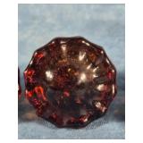 3 VTG. 12-POINT AMBER GLASS DOOR KNOBS