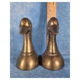 VTG. BRASS DUCK HEAD BOOKENDS LEONARD