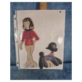 VINTAGE FELT GIRL AND HER POODLE DOG WITH CLOTHES
