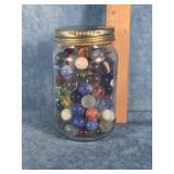 VINTAGE JAR OF MARBLES