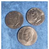 3 EISENHOWER DOLLAR COINS