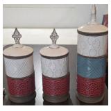 SET OF 3 STONEWARE STACKING JARS