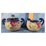 ANTIQUE HAND-PAINTED NIPPON CREAMER & SUGAR BOWL