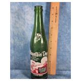 GREEN GLASS MOUNTAIN DEW HILLBILLY SODA  BOTTLE