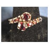 STERLING SILVER RED FACETED GARNET STONE RING