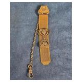 ANTIQUE GOLD-FILLED MESH POCKET WATCH FOB & CHAIN