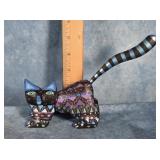 HAND-PAINTED WOOD ALEBRIJE CAT FIGURINE MEXICO