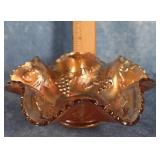 FENTON MARIGOLD CARNIVAL GLASS RUFFLED BOWL 7"