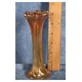 VTG. MARIGOLD IRIDESCENT CARNIVAL GLASS SWUNG VASE