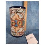 NOVICA ARTISAN CYLINDRICAL TALAVERA CERAMIC VASE