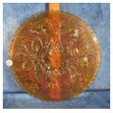 IMPERIAL OPEN ROSE MARIGOLD CARNIVAL GLASS FOOTED