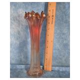 MARIGOLD CARNIVAL GLASS SWUNG VASE 9.5"
