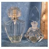 LOT OF 2 CLEAR GLASS PERFUME BOTTLES