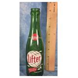 VTG. LIFTER GREEN GLASS SODA BOTTLE