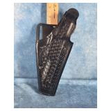 BLACK LEATHER BASKETWEAVE DUTY HOLSTER