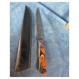 HANDMADE DAMASCUS STEEL FIXED BLADE KITCHEN KNIFE
