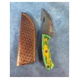 HANDMADE DAMASCUS STEEL FIXED BLADE SKINNING KNIFE