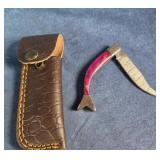 HANDMADE DAMASCUS STEEL PAKKAWOOD POCKET KNIFE