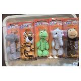 FIVE PEZ SAFARI BABIES KEYCHAIN CANDY DISPENSERS