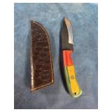 HANDMADE DAMASCUS STEEL FIXED BLADE SKINNING KNIFE