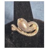 STERLING SILVER COILED SNAKE STATEMENT RING SIZE 5