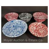 (4) Graniteware Mixing Bowls with Strainer, 11"-15"w